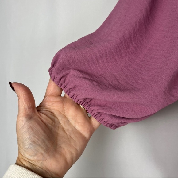 NWT Nine West Mauve Rose Pink Peplum Peasant Blouse Top – Size Large Romantic - Picture 8 of 11